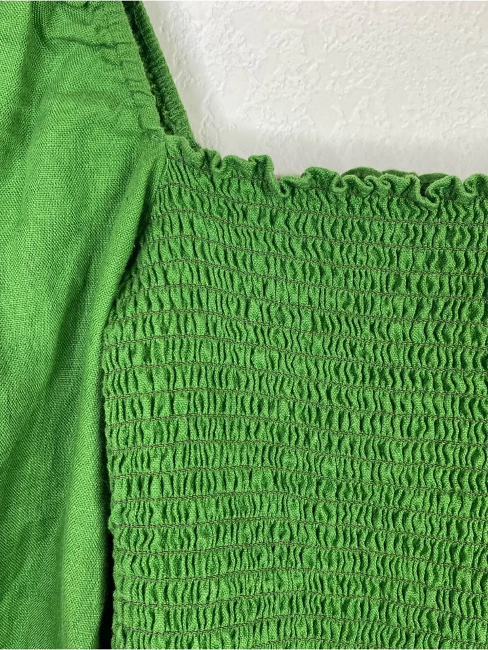 Reformation Green Greyson Shirred Linen Mini Dress - Picture 4 of 6